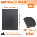 Black ABS Plastic Sheet 1/4 Inch Thick 18" x 24" (1-Pack) Textured & Smooth