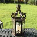 NEEDOMO Large Lanterns Decorative Outdoor, 17.7" Black Lanterns Decor Indoor with Tempered Clear Glass, Vintage Metal Hanging Candle Holder for Patio, Front Porch, Table, Wedding, Shelf