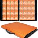 LIWSHWZ 1000+ Card Binder-Two Large Interior Pockets, Compatible with TCG, MTG, Sports Cards, Premium Trading Card Binder with Reinforced Handle, Orange, 17.5" x 13.4" x 1.97"