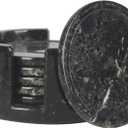 Radicaln Marble Coaster Set Round 3.5" Inches Black Handmade Elegant Coasters Set of 6 with Holder for Drinks, Ideal for Round Table and Farmhouse Dcor, Drink Coasters