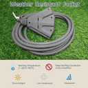 EP 10 Ft Outdoor Extension Cord with 3 Electrical Power Outlets - 16/3 SJTW Grey Cable with 3 Prong Grounded Plug for Safety Great for Christmas Lights, Garden and Major Appliances