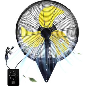 20 Inch Wall Mount Fan, Heavy Duty Oscillating Wall-Mounted Fan with 5500 CFM, High Velocity 3 Speed Fans Outdoor with Adjustable Tilting for Workshop, Garage, Patios, Commercial and Industrial
