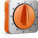 Orange Kitchen Timers for Cooking, Chef Cooking Timer Clock with Loud Alarm,100% Mechanical Desk Timer - No Batteries Required - Magnetic Backing, Exquisite Stainless Steel Body - Countdown Reminder
