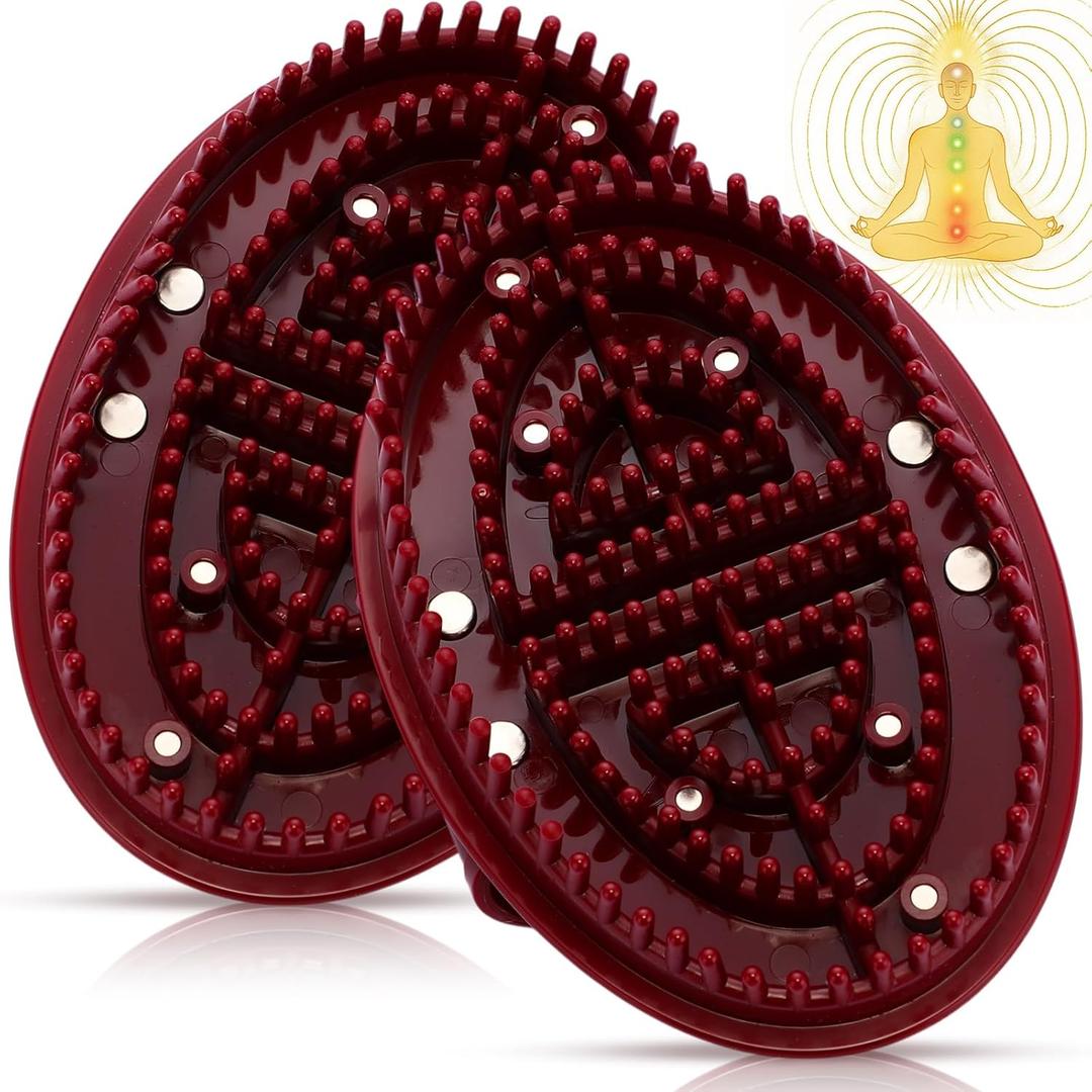 2 Pcs Meridian Massage Brush Magnetic Full Body Meridian Brush Beauty Salon Massage Tools for Full Body SPA Massager Relaxation(Brown)