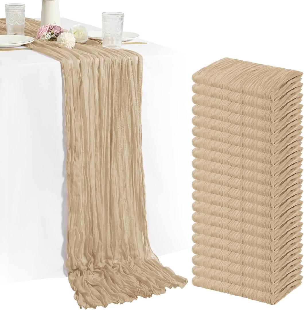 Pack Cheesecloth Table Runner Beige, 20Pcs