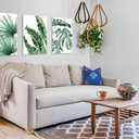 EAHunt Tropical Leaf Canvas Wall Art, Green Palm and Monstera Prints, Modern Botanical Wall Picture Minimalist Art Home Decor for Livingroom Bedroom Office 12"16"3-Piece Set