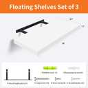 Upassion White Floating Shelves - Set of 3, 16" Wall Mounted Shelves for Home Decor, Living Room, Bedroom, Bathroom, Kitchen