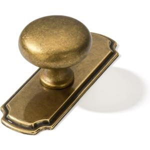 khtumeware 2 Pack 1-1/4 inch Backplate for Cabinet Knobs Antique Brass Drawer Knobs Cabinet Hardware Vintage Aged Knobs with Backplate