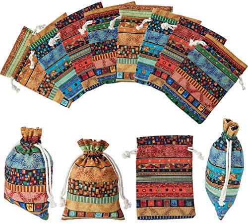 12 Pack Egyptian Candy Jewelry Coin Pouches Aztec Print Drawstring Gift Bag Potli Bags for Return Gifts Indian Holiday Party Favors, Arts Crafts Projects