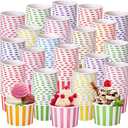 Zeyune 500 Pieces 8 oz Ice Cream Cups Disposable Bulk Ice Cream Bowls Yogurt Dessert Cups Disposable Soup Bowls for Snack Hot or Cold Food, Wedding Baby Shower Birthday Party Supplies, 10 Colors
