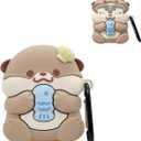 Case Compatible with Airpods 1 & 2, 3D Cute Kawaii Baby Otter Design Keychain Case Cover, Portable Earbuds Accessories Soft Silicone Shockproof Wireless Earphone Protector with Hook