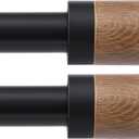 Wood Curtain Rods for Windows 32 to 45 Inches(2.6-3.75ft),1 inch Adjustable Window Curtain Rods with Imitation Wood Grain Finials,Heavy Duty Decorative Drapery Rod for Bedroom,Kitchen and patio 2 Pack (Black)