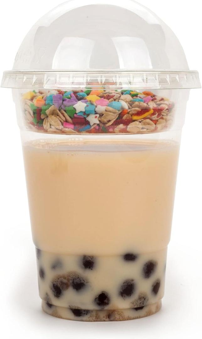 Golden Apple Cup series, 16oz Clear Plastic cups +4oz insert with Dome lids No hole 50sets, 50cups +50insert + 50 Dome lids