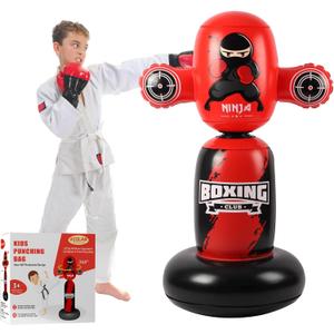 Punching Bag for Kids,New Upgraded 360Rotating Kids Punching Bag,Inflatable Boxing Bag Toy for Boys Girls, Christmas Birthday Gift for Kids Age 3-12 (48", Red)