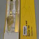 Cake Cutting Set for Wedding, Elegant Cake Knife and Server Set with Thickened Stainless Steel Rounded Edges, Cake Cutter Pie Spatula for Birthday Anniversary Christmas, 2 Pcs, Gold (13.0 Inch)