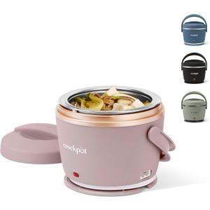 Crock-Pot 20oz Portable Electric Food Warmer, Personal Lunch Box Keeps Food Spill-Free & Warm, Ideal for Travel, Work, School, Car, On-the-Go, Dishwasher-Safe, Giftable, Blush Pink