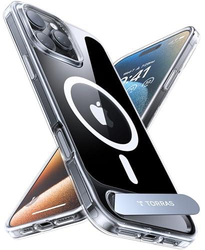 TORRAS Strong Magnetic & Seamless Stand for iPhone 16 Pro Case Clear, Fit for MagSafe, Never Yellow, 4X Military Grade Drop Tested Kickstand Protective Phone Case for iPhone 16 Pro 6.3", Clear