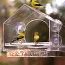 Window Bird Feeder by Nature Anywhere - Transparent Acrylic Bird Feeders for Outdoors - Enhanced Suction Grip, Bird Watching for Cats, Easy-to-Clean, Outdoor Birdhouse Feeder