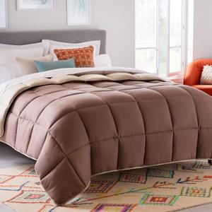 Linenspa Reversible Down Alternative Comforter and Duvet Insert, for King Size Bed  All-Season Comforter with Box Stitch and 8 Duvet Loops  Bedding for Kids, Teens, and Adults  Sand / Mocha