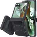 Vizvera for Motorola Razr Ultra 2025 Case with Hinge Cover,Built-in Screen Protector Shockproof All-Inclusive Smartphone Cover Wireless Charging for Motorola Razr Ultra 2025(Black)