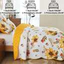Cmfshape Floral Quilt Sets Bedspread Set,100% Cotton Yellow Sunflower Bedding Set,Reversible Lightweight Soft Bedspread Coverlet for All Season with 2 Pillow Shams(King 106"x96")