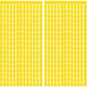 2 x GOER Gold Party Backdrop Metallic Tinsel Foil Fringe Curtains Photo Booth for New Year's Eve Graduation Birthday Wedding Baby Shower Bachelorette Holiday Celebration Party Decorations (2 Packs)