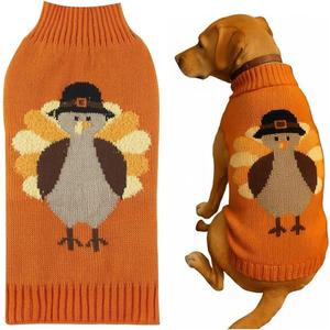 Thanksgiving Dog Sweater Turkey Outfit Clothes, Holiday Dog Fall Sweater Costumes for Large Dogs, XX-Large (XXL) Size 23" Back Orange