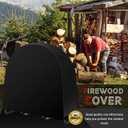 40 Inch Firewood Log Rack Cover 104 x 102 x 61 cm, Heavy Duty 600D Oxford Firewood Log Hoop Cover with PVC Backing, Outdoor Waterproof Round Fire Wood Rack Cover with Zipper, Buckles, Velcro