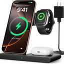 2025 Traveling Portable Wireless Fast Charger for Apple & Android Charging Station, 3 in 1 Charging for iPhone 16 15 14 13 12, Apple Watch Series & Air pods 4 3 2 Pro, Samsung Galaxy-Gifts for Family (Black)