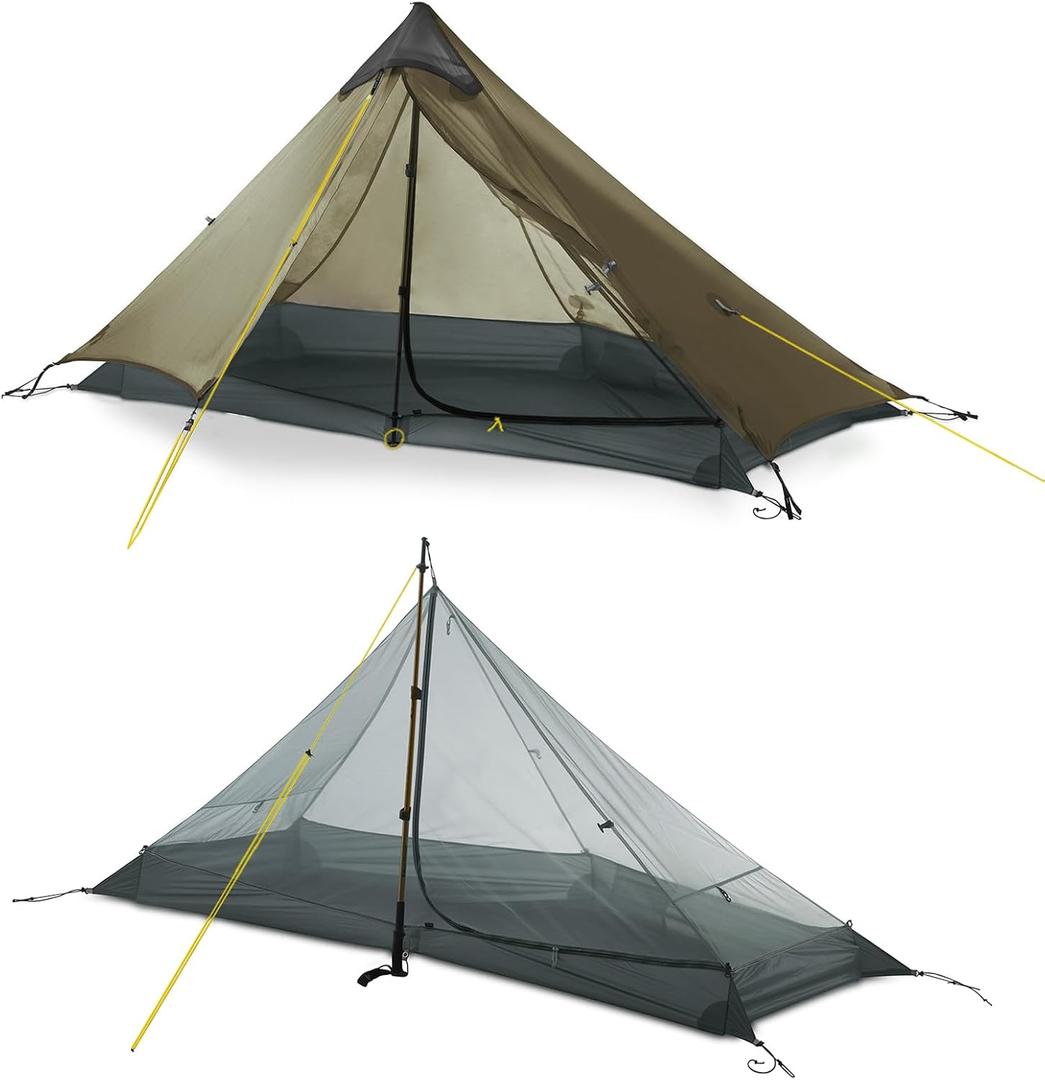 LANSHAN Ultralight Tent 3-Season Waterproof Backpacking Tent for 1-Person Camping, Trekking, Climbing, Hiking, 1 Person, Khaki
