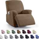 KinCam Recliner Covers, Stretch Reclining Chair Covers, Recliner Sofa Slipcovers Stripe Jacquard Recliner Couch Covers Furniture Protector Covers for Pet Kid (1 Seater, Light Coffee)