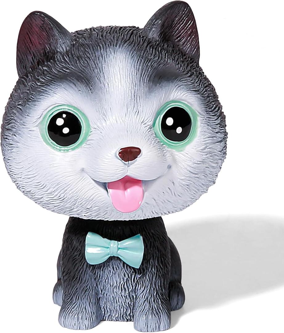 Bobble Head Dogs, Resin Car Dashboard Puppy Ornament, Cute Shaking Head Dogs, Nodding Doggy Figures for Car Home Office Desk Decoration(Husky)