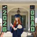 KMUYSL Graduation Decorations Class of 2026, Green & Black Congrats Grad Banner Hanging Flags Porch Sign, 2026 Graduation Decorations Party Supplies for Any School Indoor/Outdoor Decor