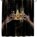 WELMECO Black and Gold Shower Curtain Black Girl Bathroom Decor Polyester Fabric, 72x72inch