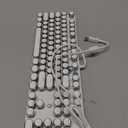 Typewriter Style Mechanical Gaming Keyboard RGB Backlit Wired with Blue Switch Retro Round Keycap 104 Keys Keyboard (White 104 Keys RGB)