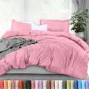 Utopia Bedding Duvet Cover Queen Size - 3 Piece with Zipper Closure - 1 Comforter Cover 90X90 Inches & 2 Pillow Shams 20X26 Inches (Pink) Comforter Not Included