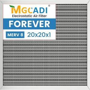 20x20x1 HVAC Furnace Air Filter, Lasts a Lifetime, Washable, the Last HVAC Filter You Will Ever Buy, Breathe Safely at Home or in the Office,Merv 8,Actual Size:19.5x19.5x0.82 Inch)