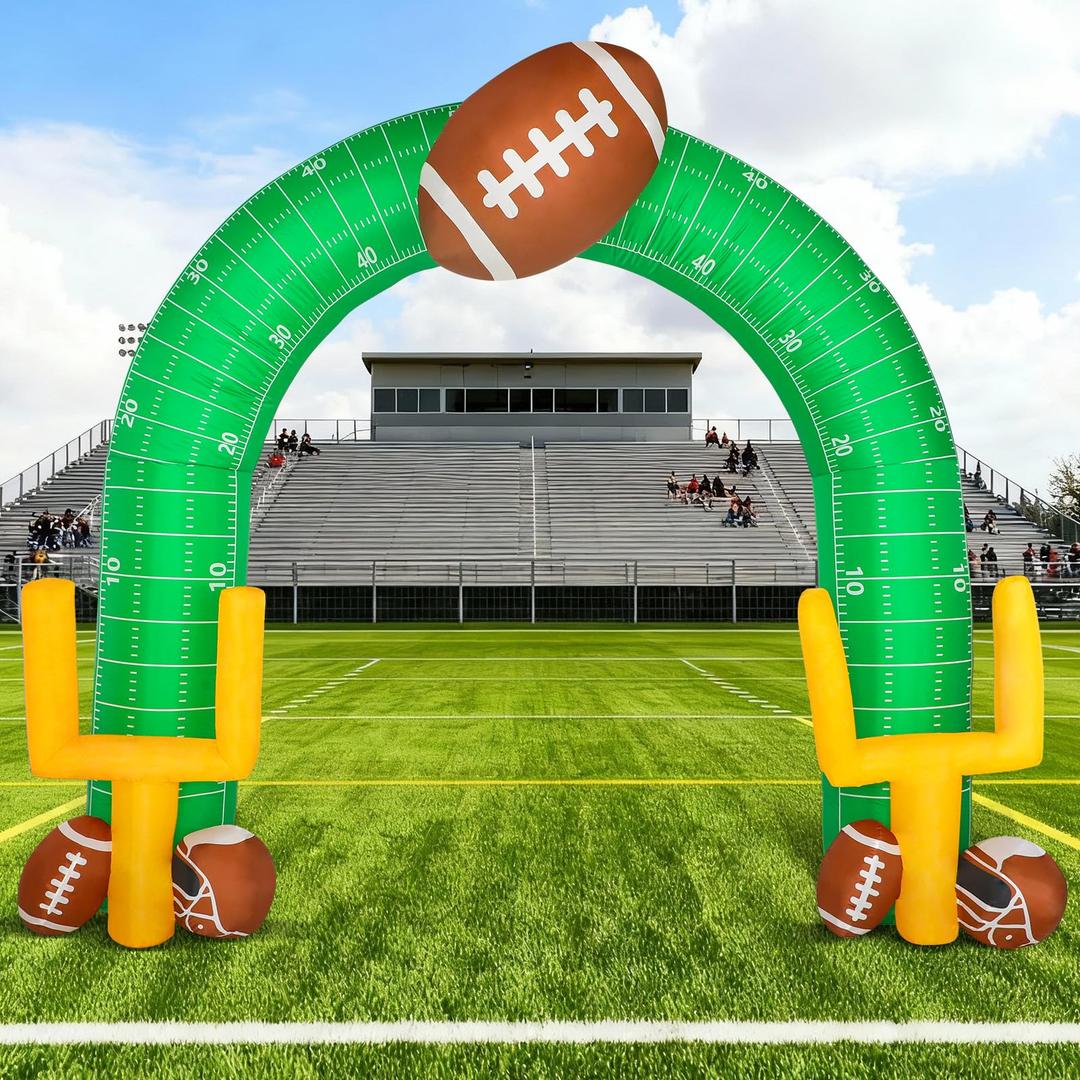 Shappy 9ft Giant Inflatable Football Arch Goal Post with Helmet and LED Lights, Large Blow up Outdoor Yard Decoration for Game Day, Sports Birthday Party, Lawn Event, Photo Backdrop