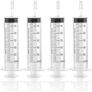 12pack 60ml Large Syringes Without Needle, With Cap for Liquid, Measuring, Ink Refilling, Oil, Liquids Glue Applicator, Individually Sealed