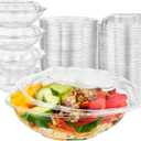Stock Your Home 18oz Clear Plastic Salad Bowls with Lids Disposable (50 Pack) Mini Takeout Container with Snap on Lid for Fruit Salads, Quinoa, Lunch and Meal Prep, Acai Bowl, To-Go Party Containers
