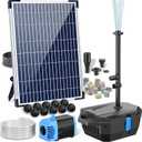 POPOSOAP Pond Filter with 12W Solar Fountain Pump, Solar Pond Filter with 160GPH Pump & Fountain Kit, Outdoor Filter Box with 6.6FT PVC Tubing, Perfect for Ponds Clean, Clear, and Add Water Features