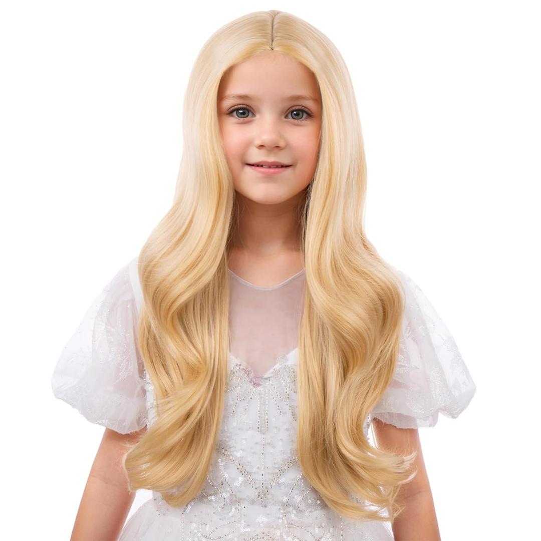 Kids Blonde Wig Curly Toddler Blond Wigs Middle Part Golden Blonde Wig for Girls Daily Party Cosplay Wigs