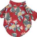 DOPI 1Pcs Pet Shirts Hawaiian Pet Dog Polo T-Shirts Hawaiian Pet Clothes Beach Coconut Tree Print Pet Summer Shirt (XL,Red)