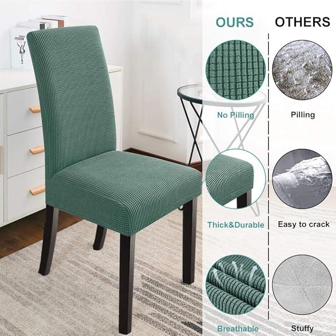 Cover for Dining Chairs Set of 3 Slip Covers for a Dining Chair Kitchen Parsons Chair Covers Washable Chair Covers for Dining Chairs Seat Protector for Hotel, Banquet, Ceremony (Dark Cyan）