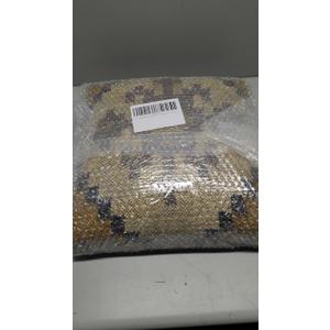 Natural Furnish Handmade Jute Soft Ottomans Square Shape Stool for Sitting and Foot Rest with Wooden Legs, Entryway Modern Stool for Living Room, Bedroom, Hall (Yellow, L40 cm x W40 cmx H35 cm)