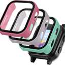 Seltureone 3 Pack Case Compatible with Gabb Watch 3/3e Screen Protector, Hard PC Protective Case Built-in Tempered Glass for Kids Compatible with Gabb Watch 3/3e Accessories Only (Pink+Green+Purple)