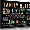 Family Rules Canvas Wall Art Inspirational Quotes Wall Decor Picture Colorful Uplifting Man Cave Poster Print Painting for Home Office Bedroom Living Room Home Decorate Prepare To Hang (Family, 16"L x 12"W)