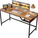 Small Computer Desk with Wheels, Gaming Desk for Small Spaces, Modern Simple Style Table for Home Office, Study Student Writing Table (Rustic Brown, 48 inch)