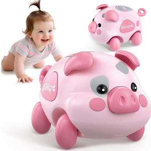 Baby Musical Toys for 6-12-18 Months, Musical Piggy Toys for Toddler 1 Year Old Baby Girl, Infant Crawling Light up Music Toys for Tummy Time Development, 1st Birthday Gift for Boy 7 8 9 10+ Month