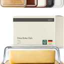 KIVY Glass butter dish with airtight lid that keeps butter soft - For countertop and refrigerator door shelf - Butter tray with lid fridge - Butter holder for counter - Covered butter dishes